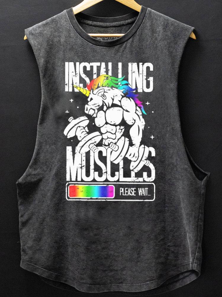 Unicorn gym installing muscles Scoop Bottom Cotton Tank