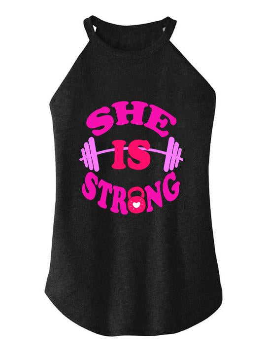 SHE IS STRONG TRI ROCKER COTTON TANK
