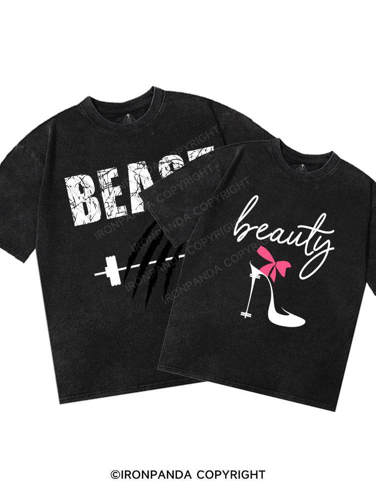 Beast&Beauty Washed Matching Couple Gym Shirt