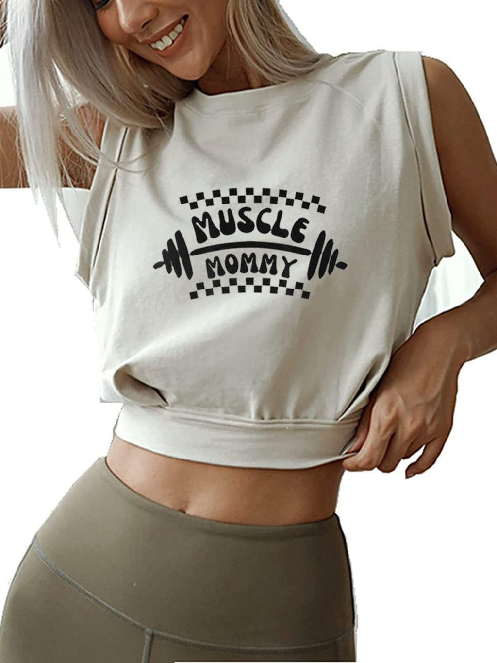 MUSCLE Mom  SLEEVELESS CROP TOPS
