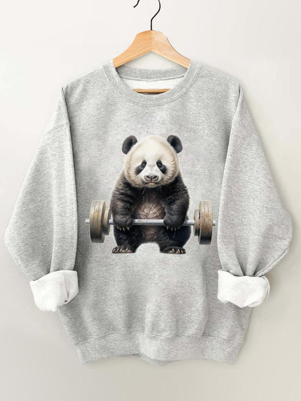 Weightlifting Panda Vintage Gym Sweatshirt