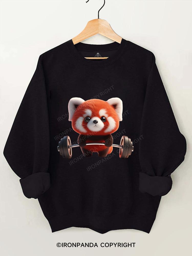 Cute panda lifting weights  Gym Sweatshirt