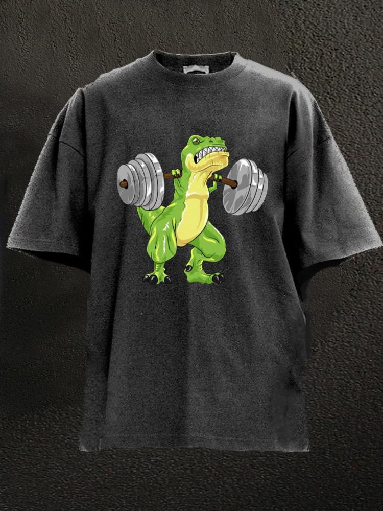 squatting dinosaur Washed Gym Shirt
