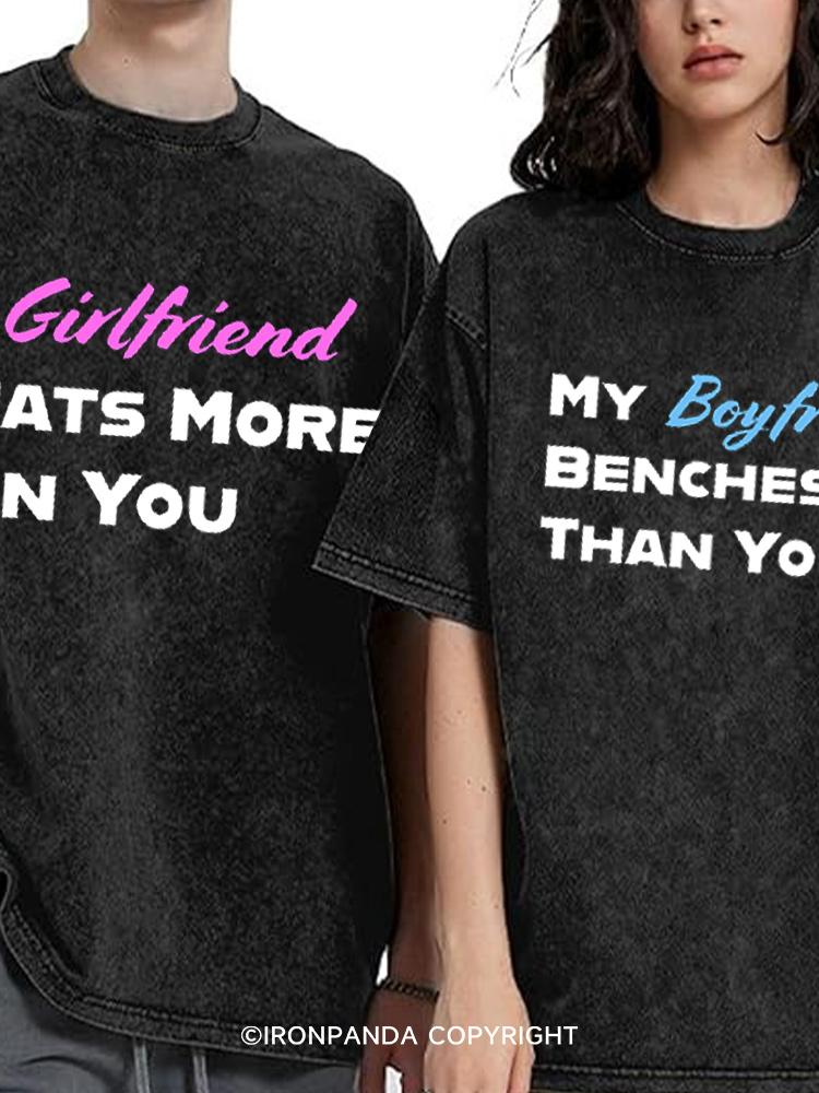 My Girlfriend boyfriend Squats bench more Than You Washed Matching Couples Gym Shirt