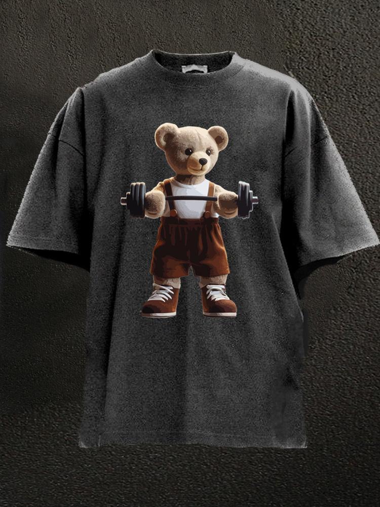 weightlifting toy bear Washed Gym Shirt