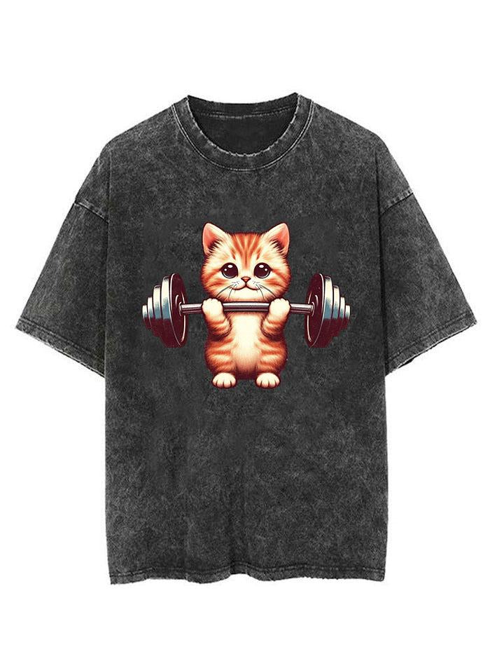 Weightlifting Cat Vintage Gym Shirt