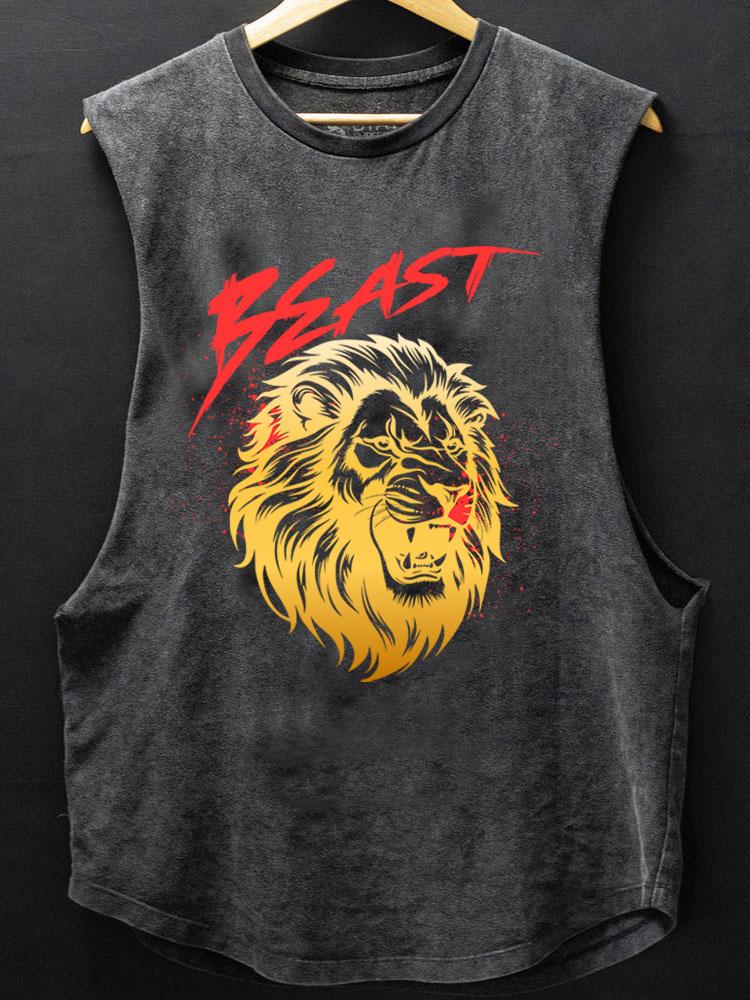 beast lion SCOOP BOTTOM COTTON TANK