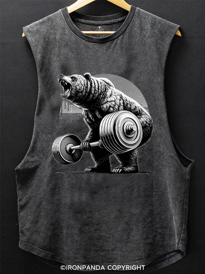 Deadlifting Bear SCOOP BOTTOM COTTON TANK