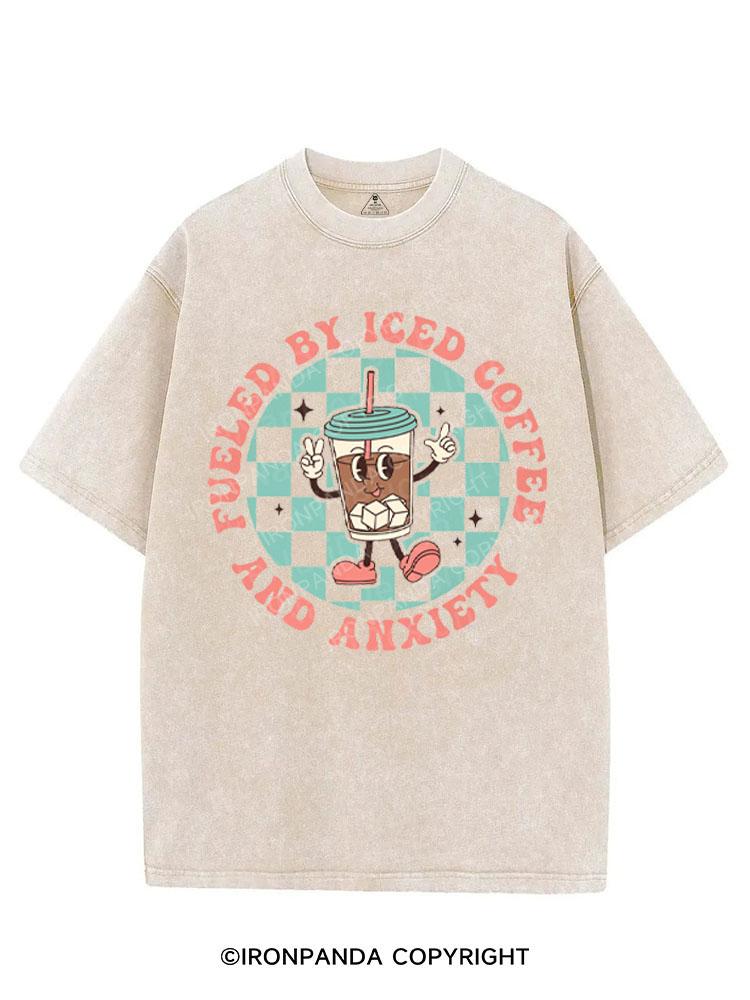 FUELED BY ICED COFFEE AND ANXIETY VINTAGE GYM SHIRT