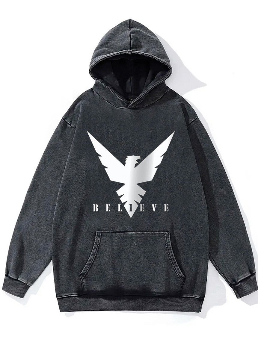 believe hawk Washed Gym Hoodie