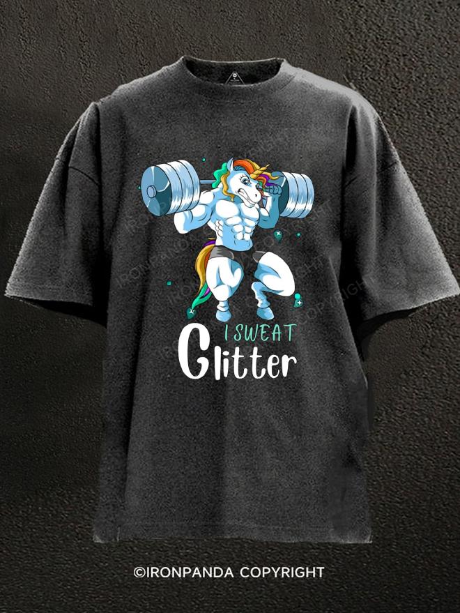 I sweat glitter unicorn Washed Gym Shirt