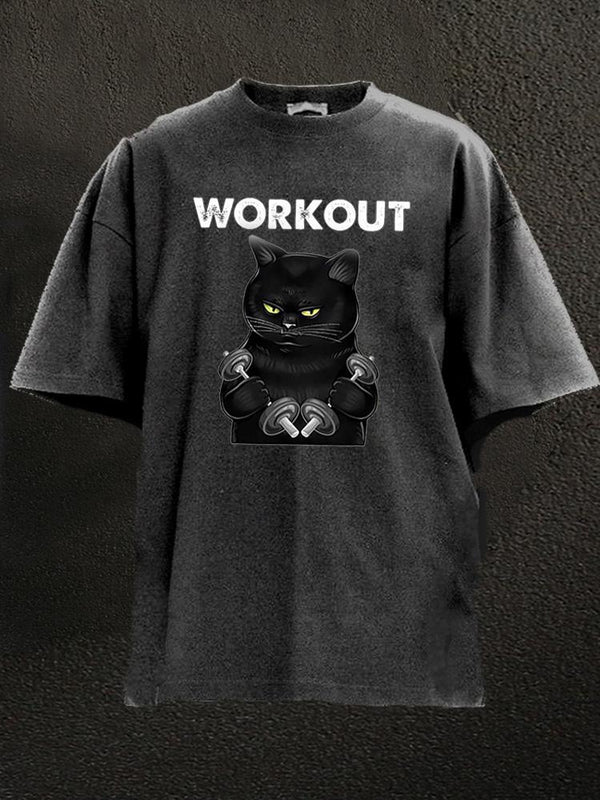 Workout Cat Washed Gym Shirt