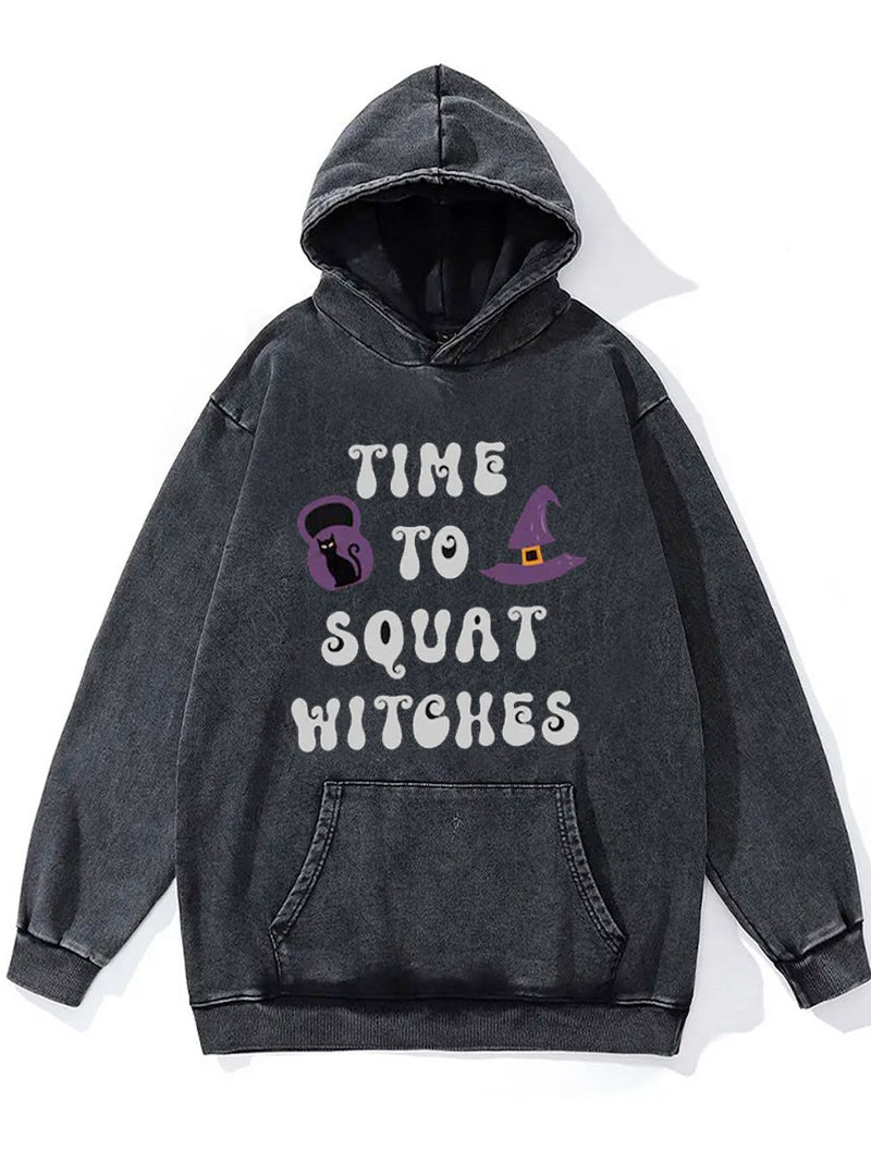 Time to Squat Witches Washed Gym Hoodie