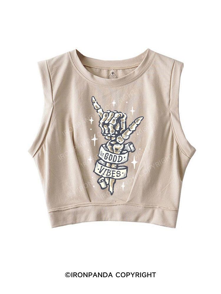 GOOD VIBES SLEEVELESS CROP TOPS