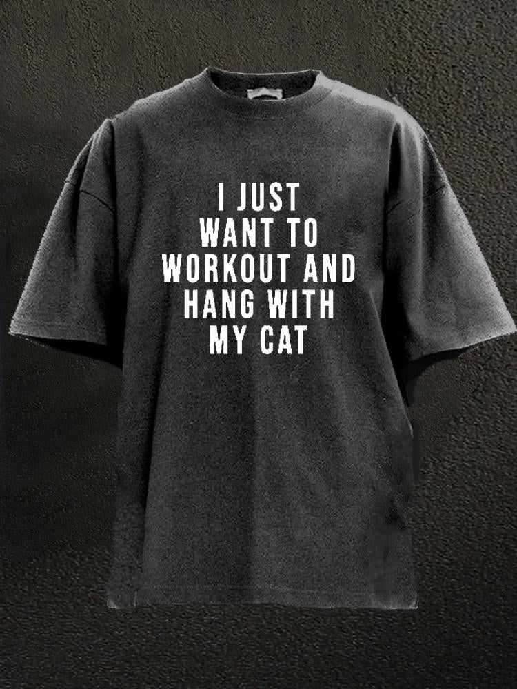 Hang with my Cat Washed Gym Shirt