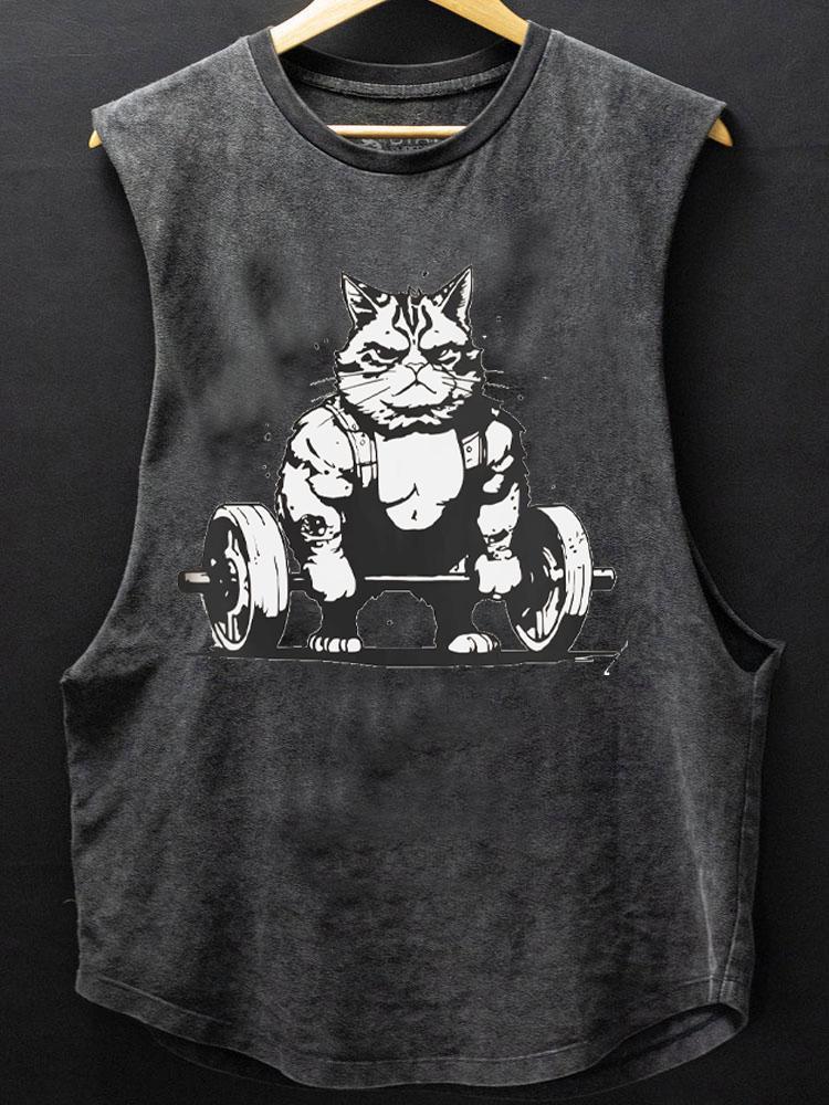 weightlifting cat SCOOP BOTTOM COTTON TANK