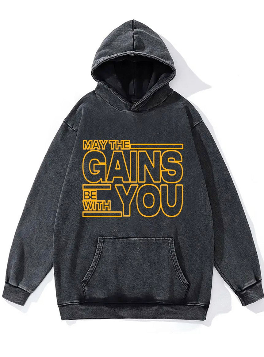 May the Gains Be With You Washed Gym Hoodie
