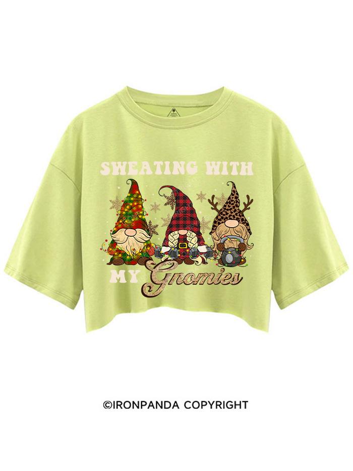 SWEATING WITN  MY GNOMIES CROP TOPS