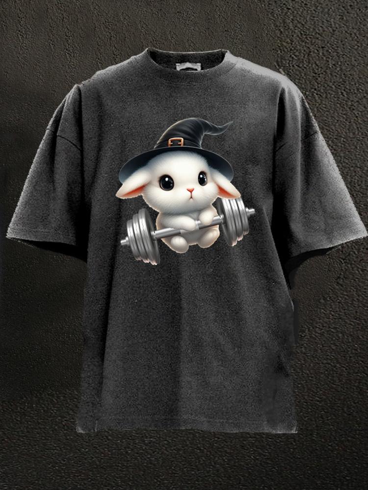 WITCH RABBIT LIFTING Washed Gym Shirt