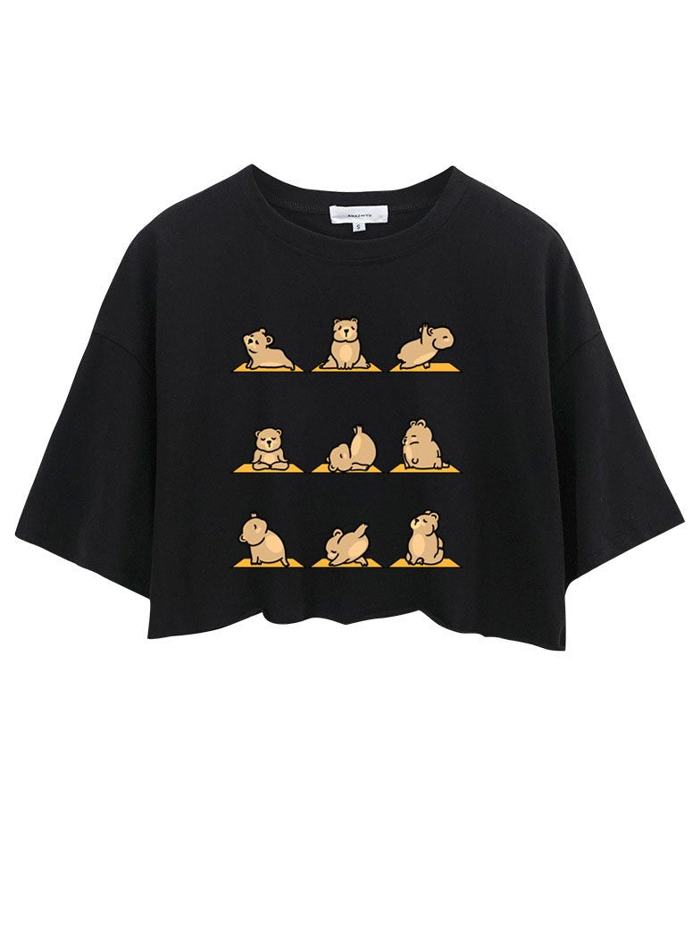 CUTE BEAR  FITNESS CROP TOPS