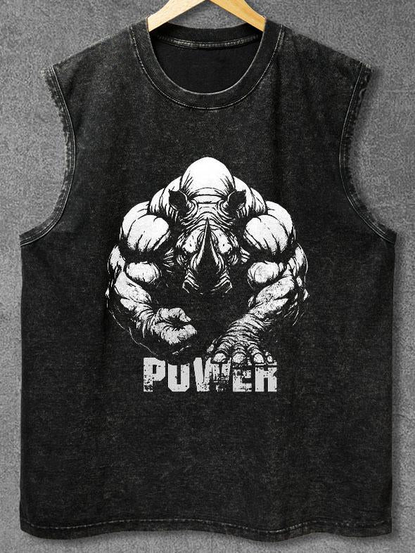 POWER RHINO Washed Gym Tank