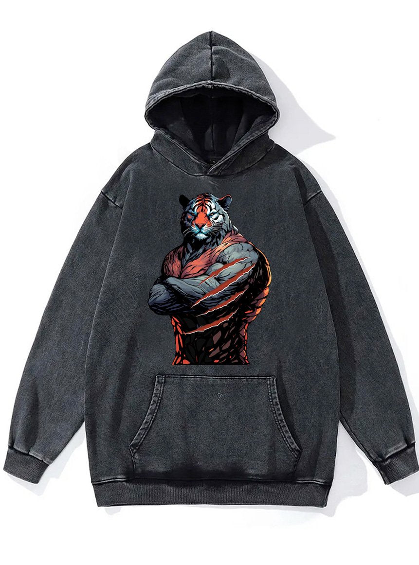 muscle tiger Washed Gym Hoodie