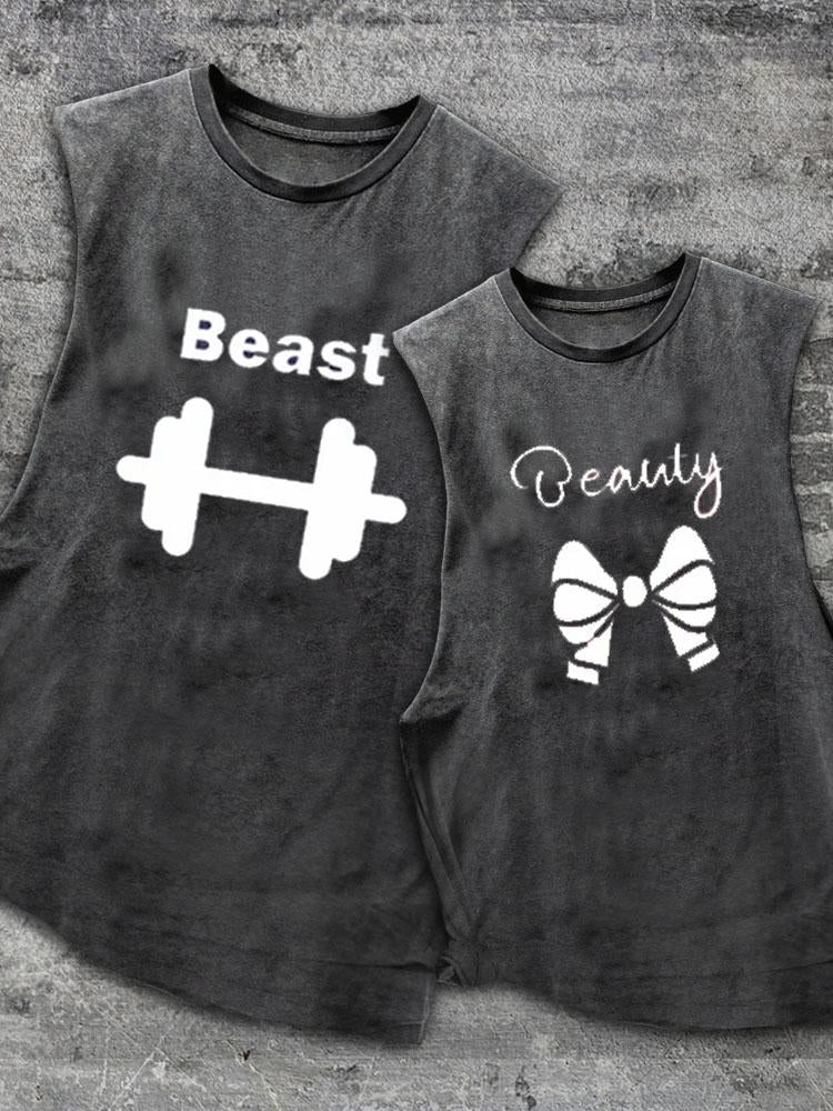 Beauty and The Beast Scoop Bottom Cotton Matching Gym Tank