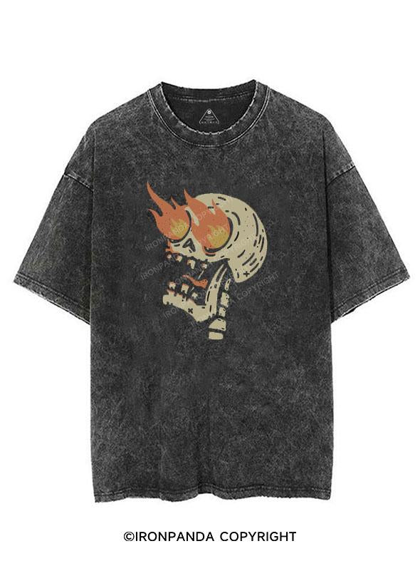 SKELETON ON FIRE VINTAGE GYM SHIRT