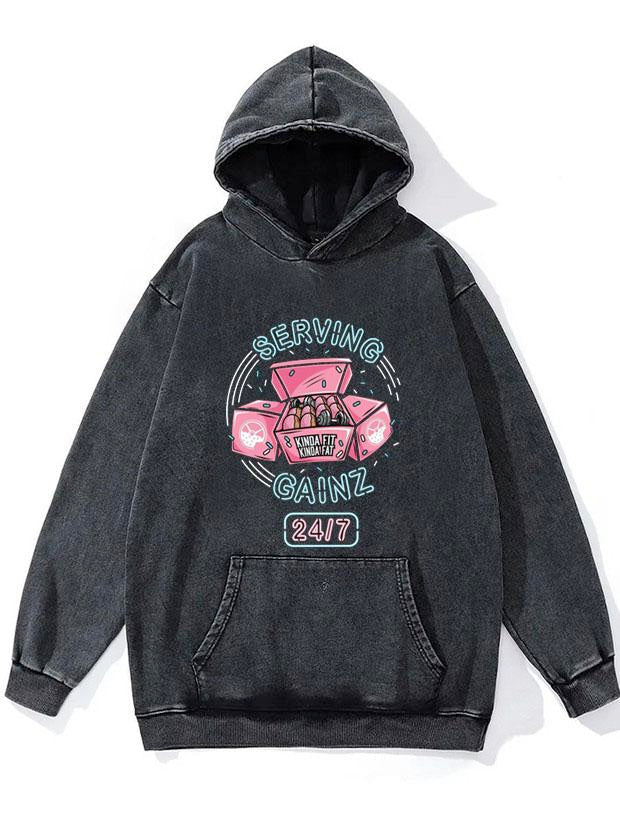 Serving Gainz WASHED GYM HOODIE