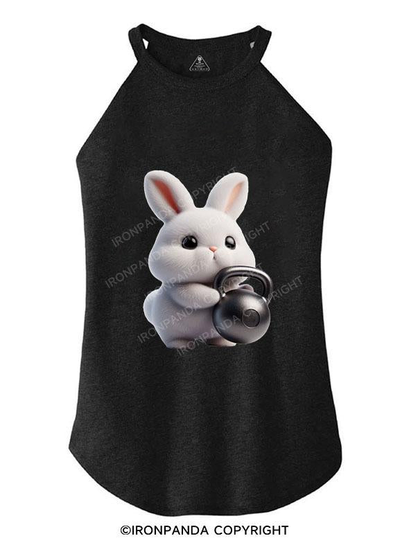 CUTE BUNNY KETTLEBELL VIBES TRI ROCKER COTTON TANK