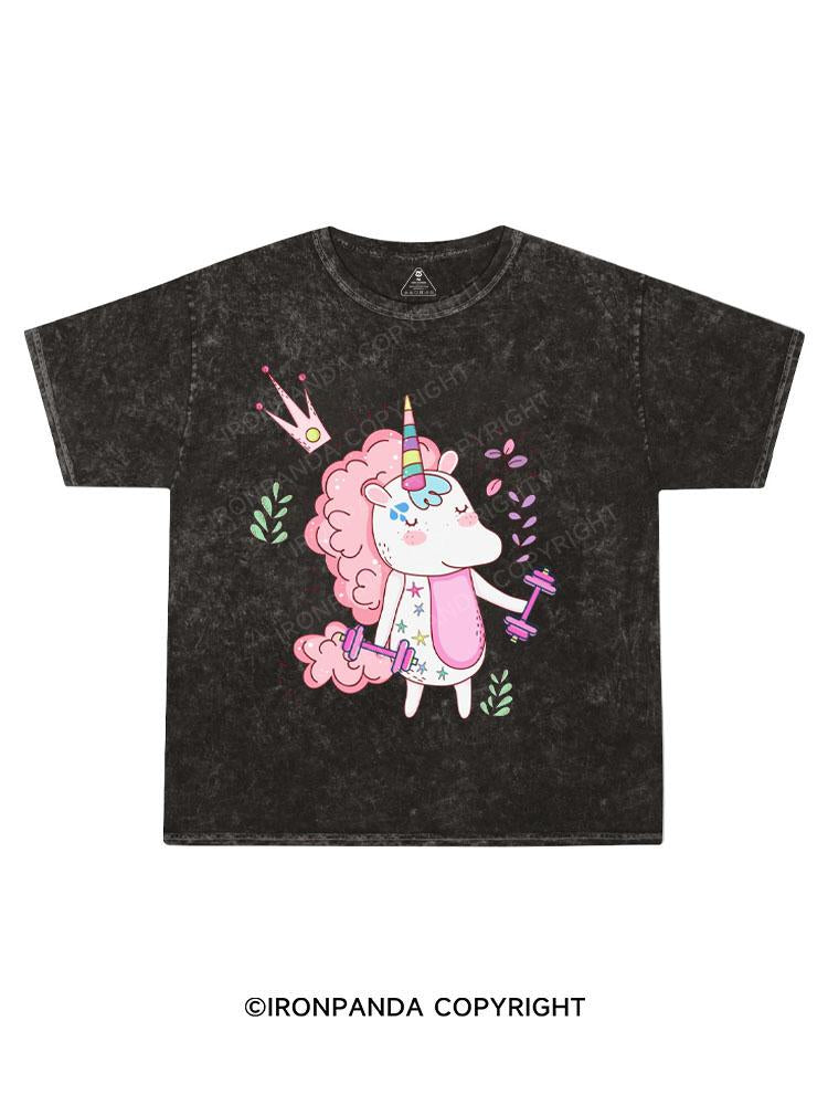 Unicorn Weightlifting Kids Washed T-Shirt