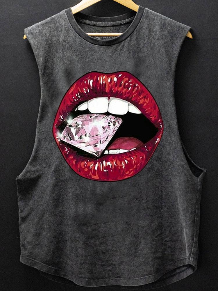 Diamond lips Scoop Bottom Cotton Tank