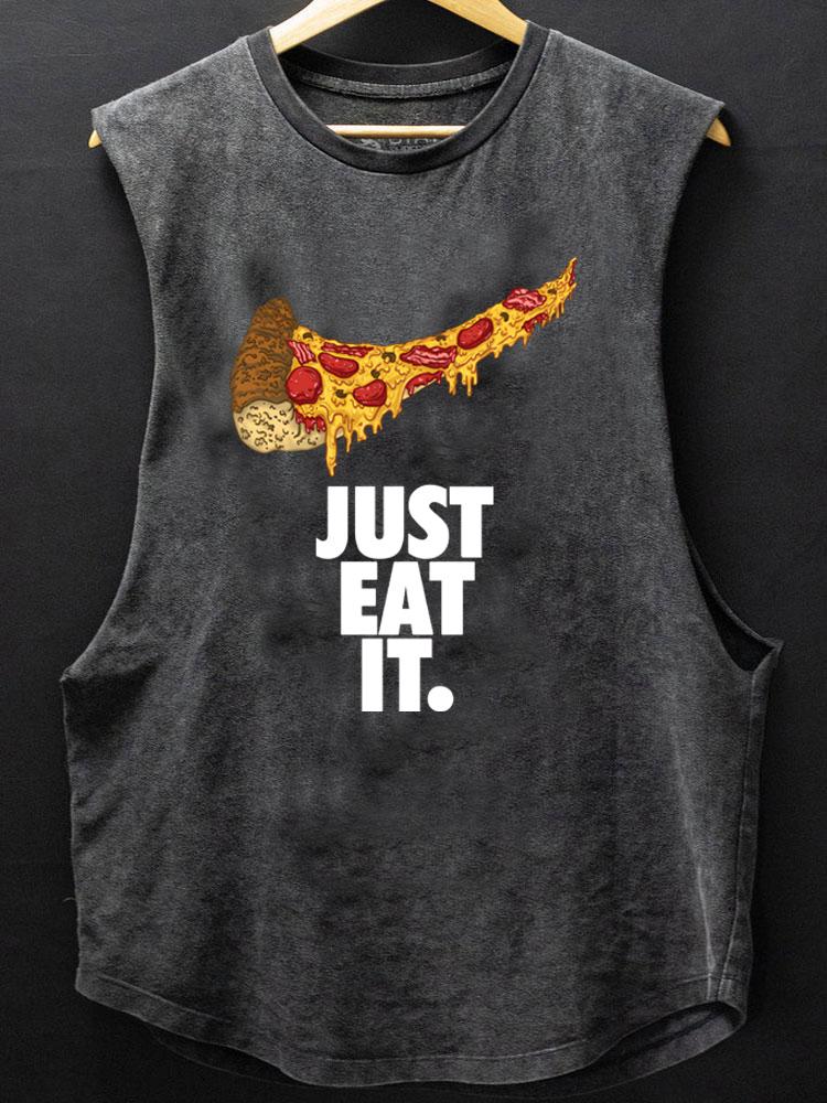 just eat it pizza lover SCOOP BOTTOM COTTON TANK