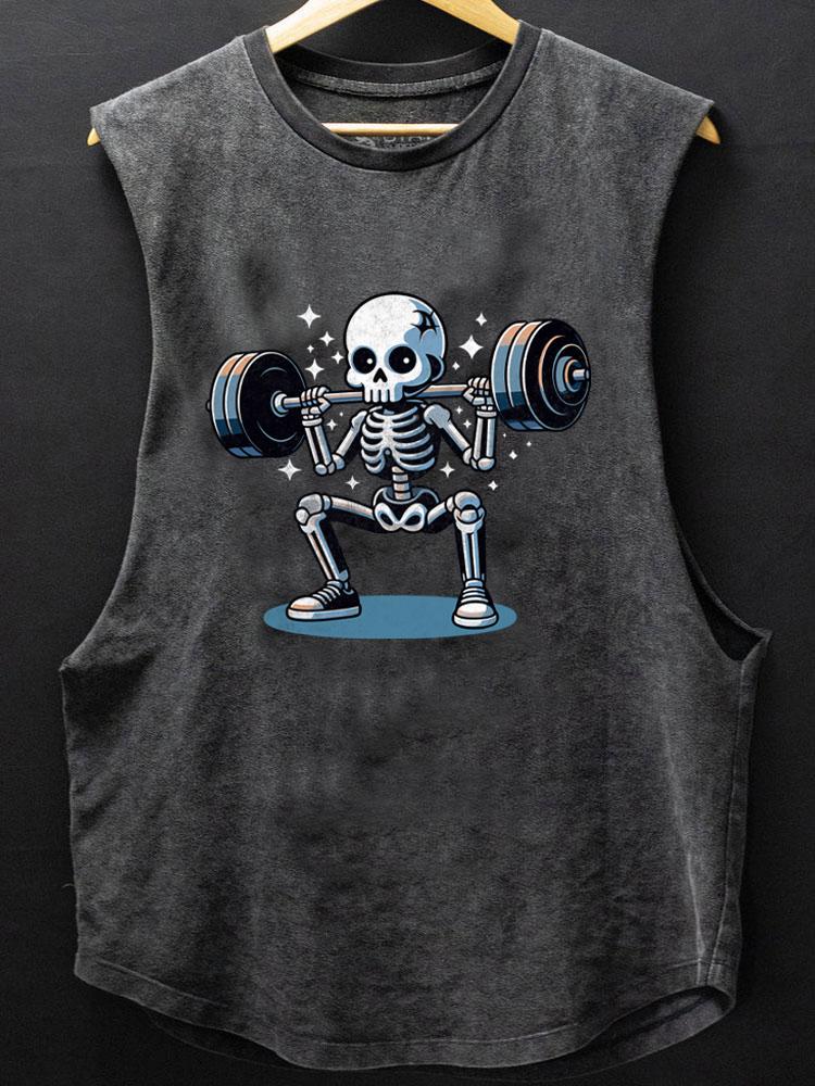 squatting skeleton SCOOP BOTTOM COTTON TANK