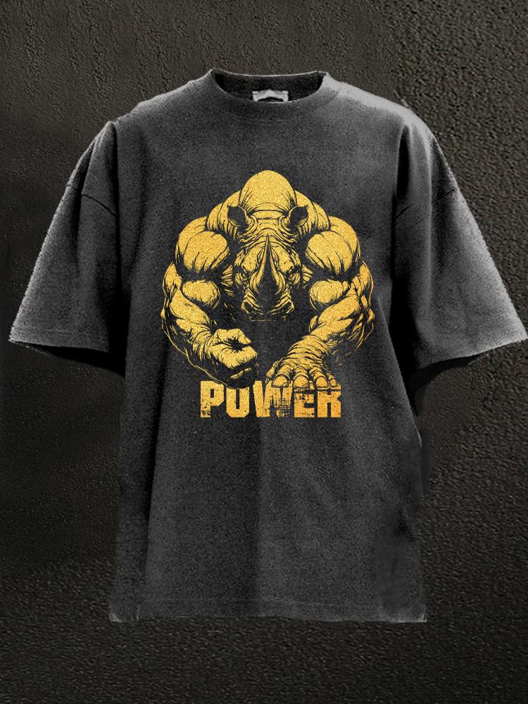 power rhino Washed Gym Shirt