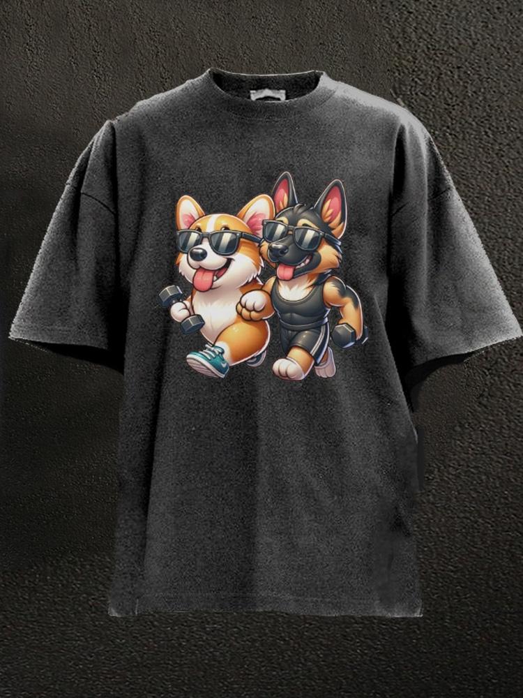 Gym Bro Doggies Washed Gym Shirt