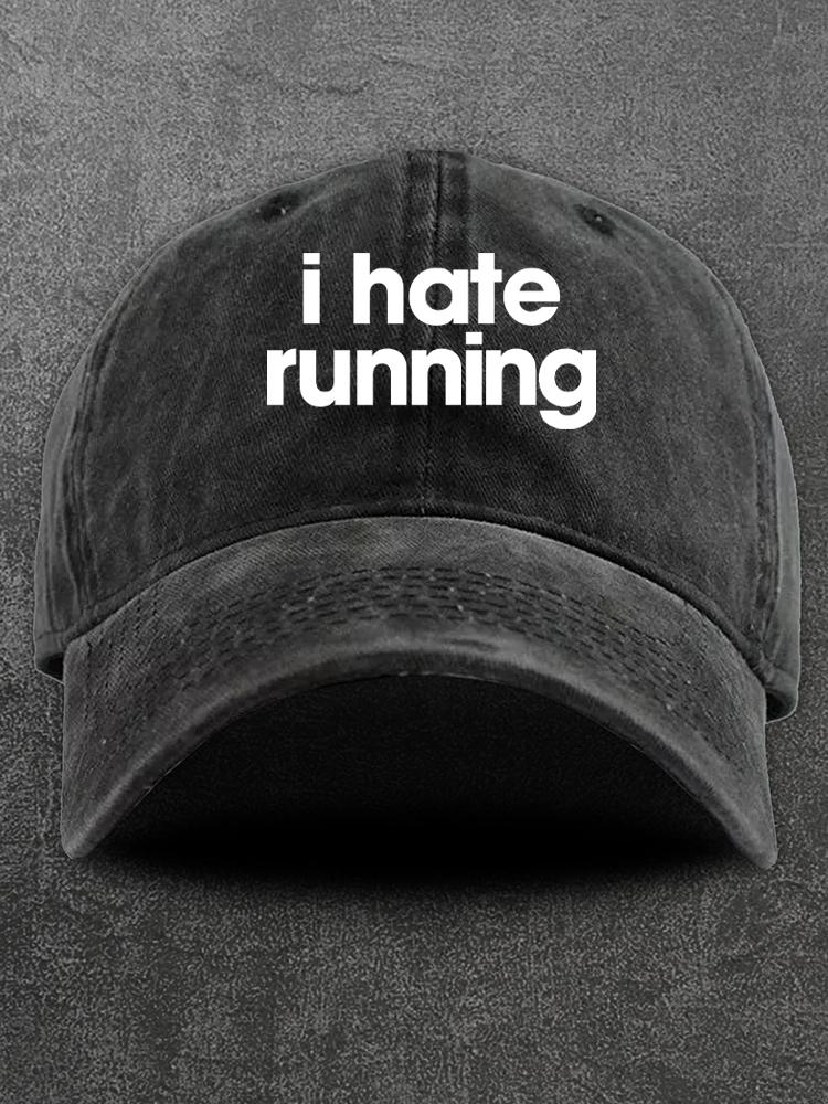 I Hate Running Washed Gym Cap