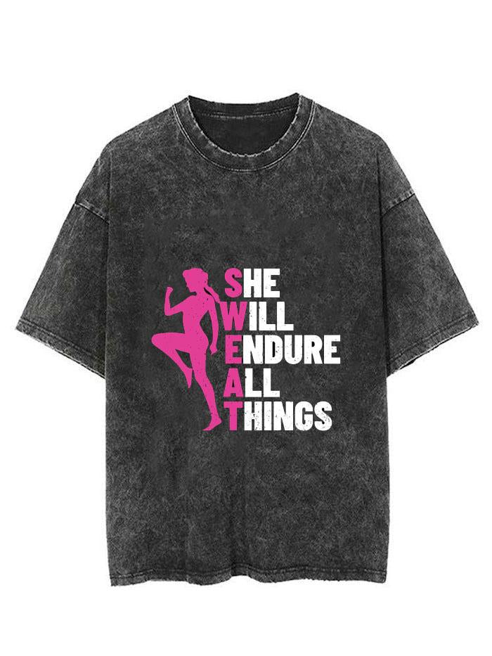 SHE WILL ENDURE ALL THINGS VINTAGE GYM SHIRT