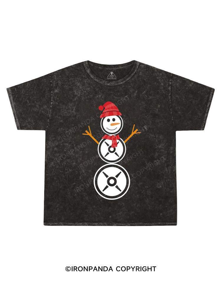 Christmas Weight Lifting Kids Washed T-Shirt