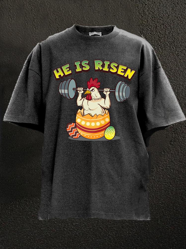 he is risen rooster Washed Gym Shirt