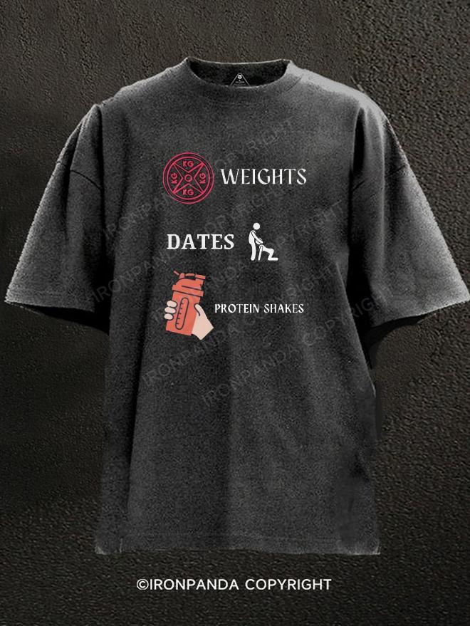 Weight Dates Protein Shakes Washed Gym Shirt