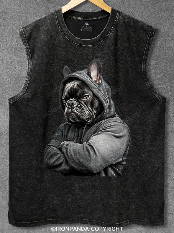Muscular French bulldog Washed Gym Tank