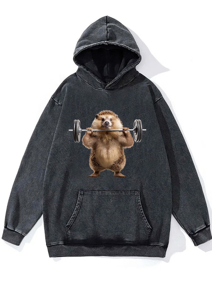 weightlifting hedgehog Washed Gym Hoodie
