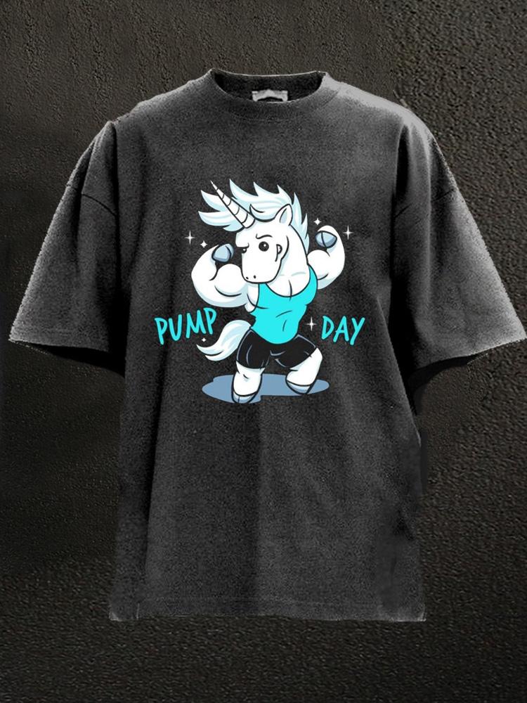 pump day unicorn Washed Gym Shirt