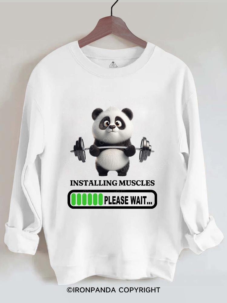 panda installing muscles Gym Sweatshirt