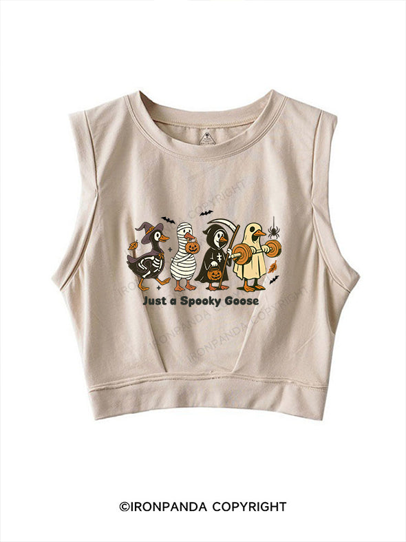 JUST A SPOOKY GOOSE SLEEVELESS CROP TOPS
