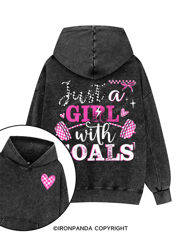 just a girl with goals Printed Washed Gym Hoodie