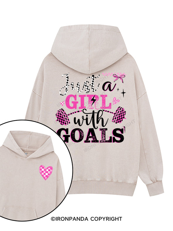 just a girl with goals Printed Washed Gym Hoodie