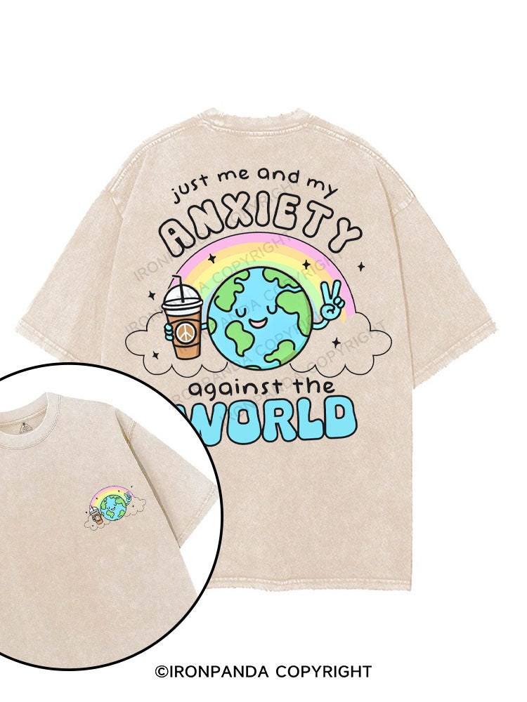 JUST ME AND MY ANXIETY AGAINST THE WORLD printed Gym Shirt