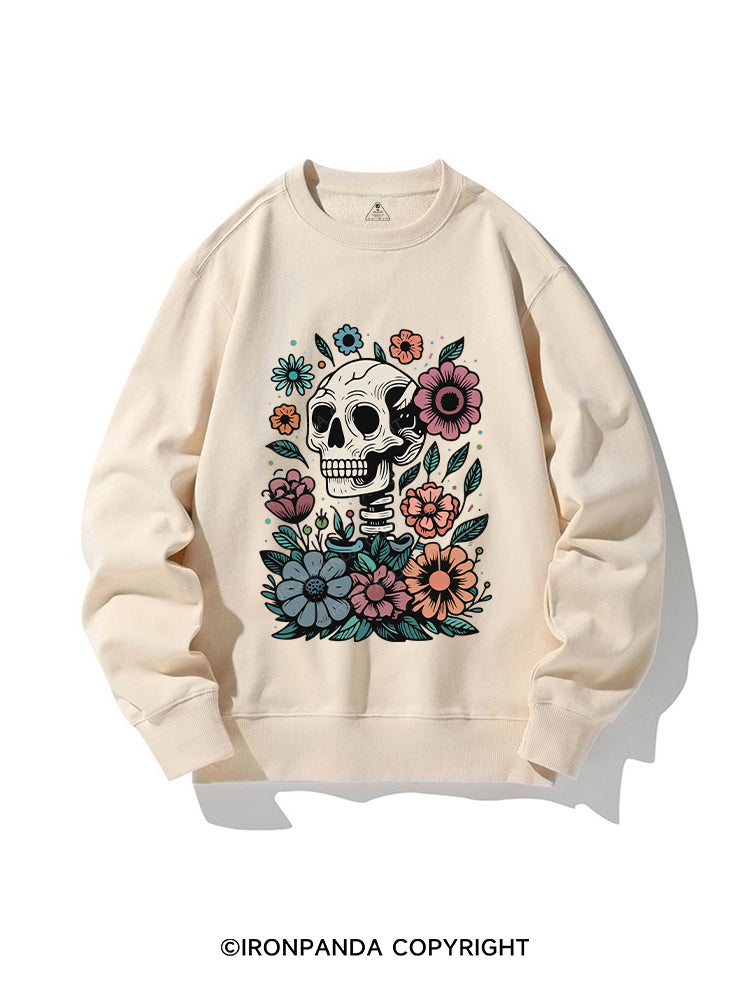 SKELETON WITH FLOWER CREWNECK Sweatshirt
